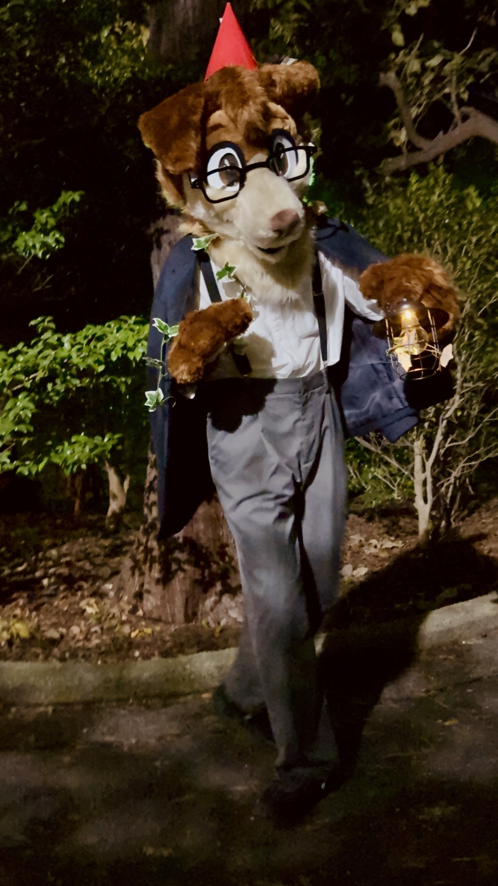 Alfyn fursuit dressed as Wirt from Over the Garden Wall for Halloween 2025